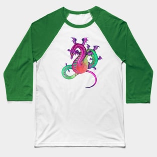 Fabulous Rainbow Dragon in Pink, Purple, and Green Baseball T-Shirt